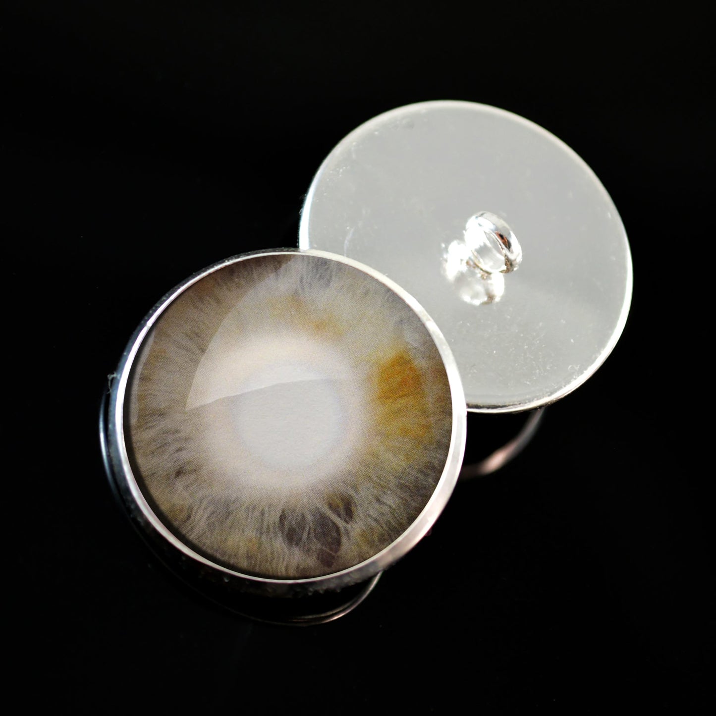 Gray Blind Human Zombie Sew-On Button Glass Eyes - Prismatic Fiber Arts