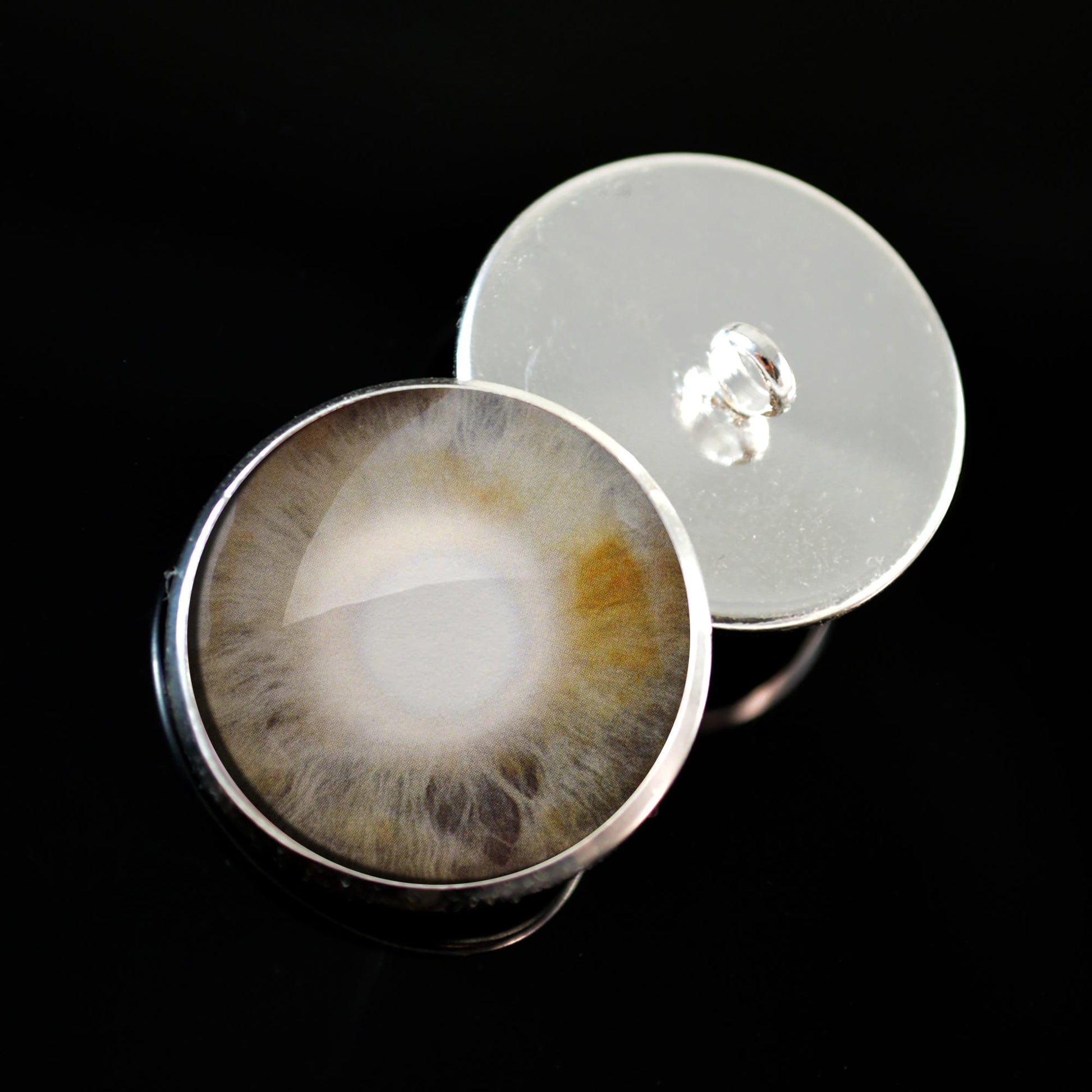 Gray Blind Human Zombie Sew-On Button Glass Eyes - Prismatic Fiber Arts