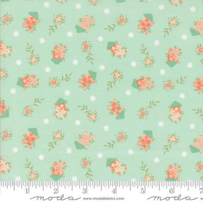 Aqua Abloom Robins Egg Birdhouses Novelty Houses Floral 44"/45" Fabric Per Yard - Prismatic Fiber Arts