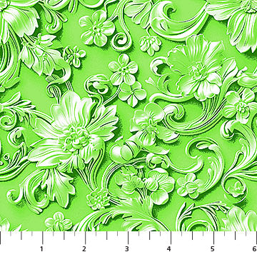 Green Baroque Damask Good Together Cotton 44"/45" Fabric Per Yard - Prismatic Fiber Arts