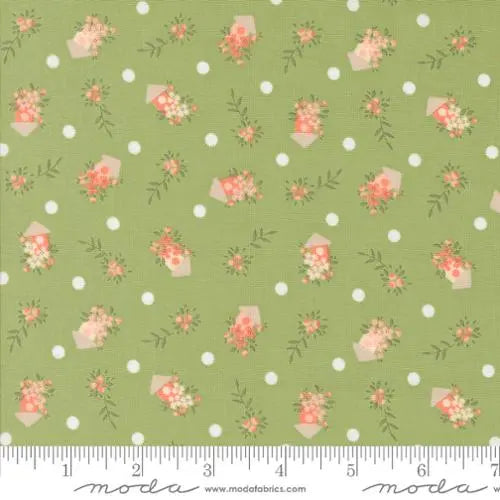 Green Abloom Cucumber Birdhouses Novelty Houses Floral 44"/45" Fabric Per Yard - Prismatic Fiber Arts