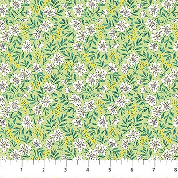 Green Blossoms Pocket Posies Cotton 44"/45" Fabric Per Yard - Prismatic Fiber Arts