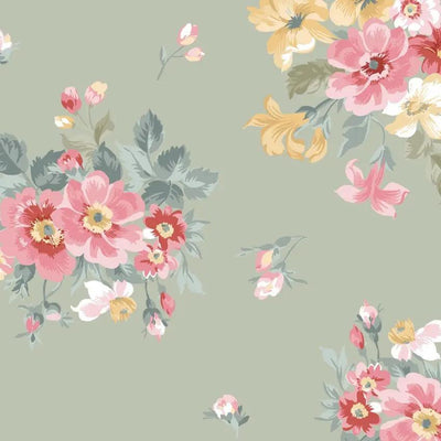 Green Bouquet La Fleur Flannel Cotton 42"/43" Fabric Per Yard - Prismatic Fiber Arts