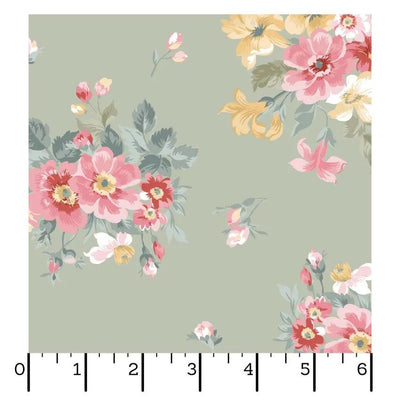 Green Bouquet La Fleur Flannel Cotton 42"/43" Fabric Per Yard - Prismatic Fiber Arts
