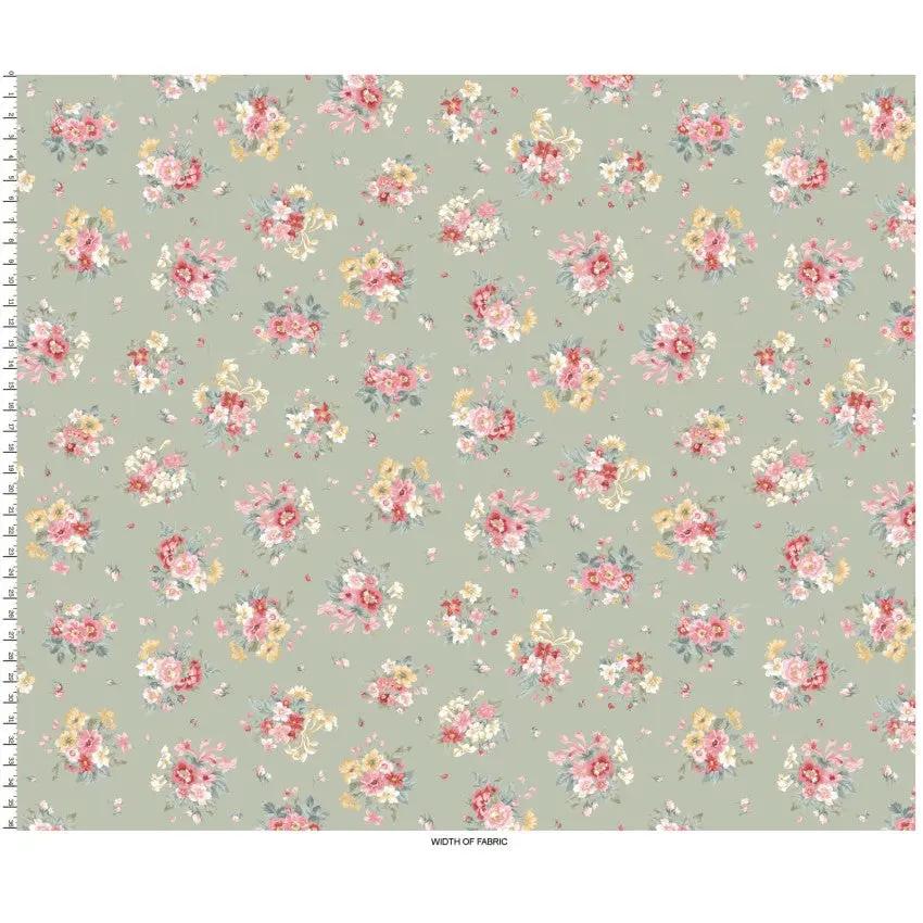 Green Bouquet La Fleur Flannel Cotton 42"/43" Fabric Per Yard - Prismatic Fiber Arts
