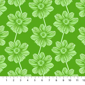 Green Floral Indelible by Anna Maria for Northcott  Cotton 44"/45" Fabric Per Yard - Prismatic Fiber Arts