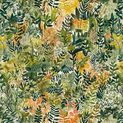 Green Foliage Dinoroars! Wideback Cotton Fabric per yard - Prismatic Fiber Arts