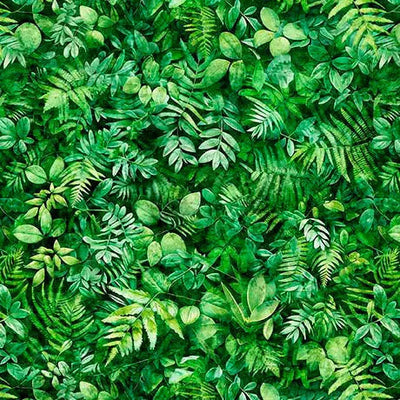 Green Earthly Delights Mixed Foliage Wideback Cotton Fabric per yard - Prismatic Fiber Arts