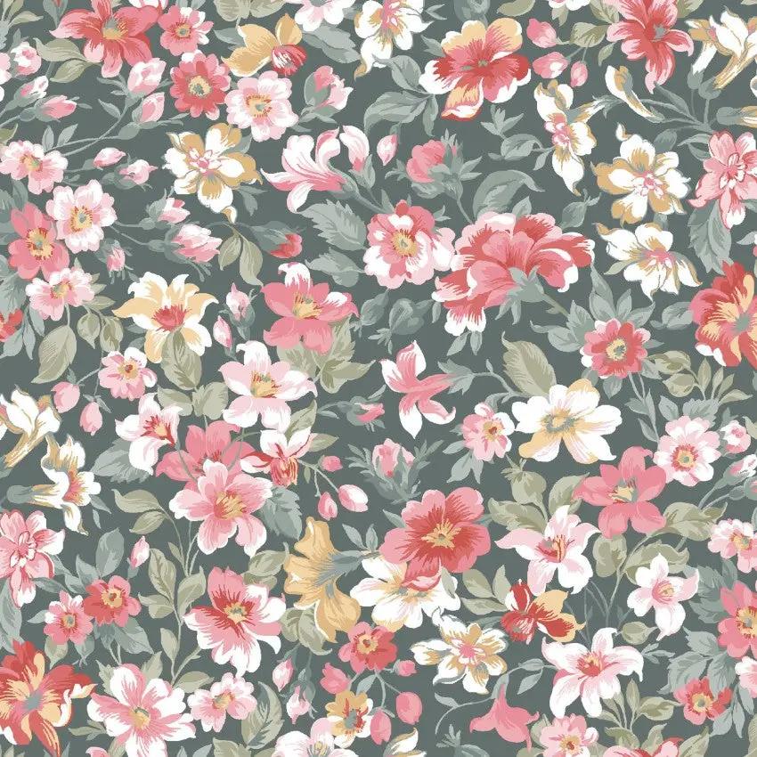Green/Multi Packed Floral La Fleur Flannel Cotton 42"/43" Fabric Per Yard - Prismatic Fiber Arts