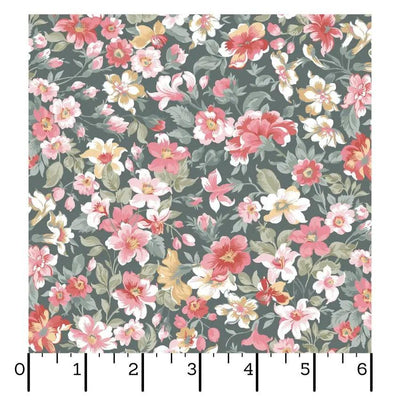 Green/Multi Packed Floral La Fleur Flannel Cotton 42"/43" Fabric Per Yard - Prismatic Fiber Arts