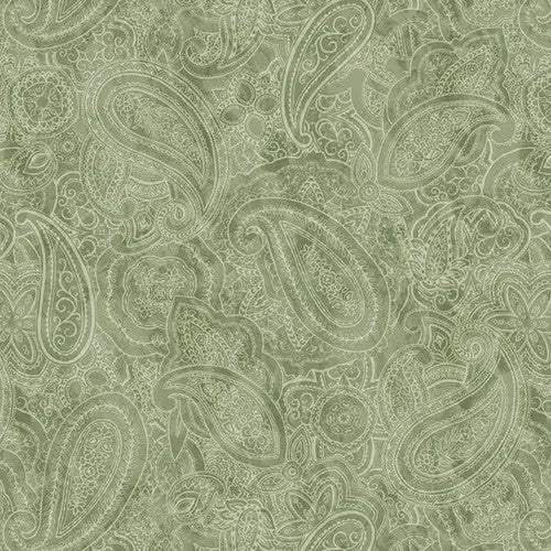 Green Sage Paisley Jane Cotton Wideback Fabric per yard - Prismatic Fiber Arts