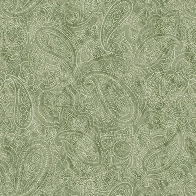 Green Sage Paisley Jane Cotton Wideback Fabric per yard - Prismatic Fiber Arts