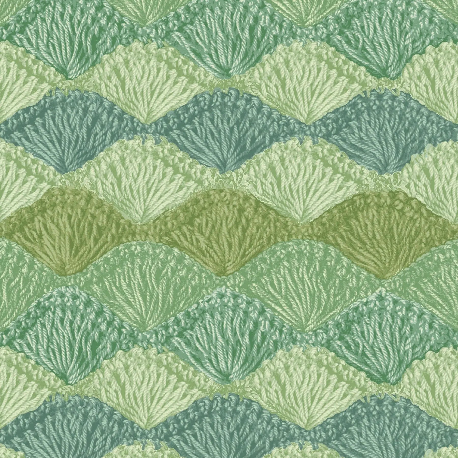 Green Crochet Sage Shell Stitch Cotton Wideback Fabric Per Yard - Prismatic Fiber Arts
