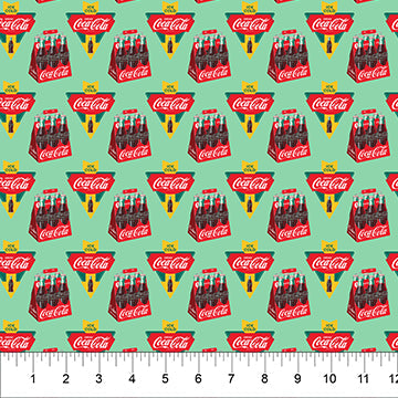 Green Soda Pack Coca-Cola Cotton 44"/45" Fabric Per Yard - Prismatic Fiber Arts