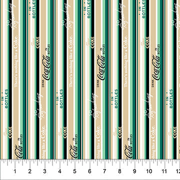 Green Strips Coca-Cola Cotton 44"/45" Fabric Per Yard - Prismatic Fiber Arts