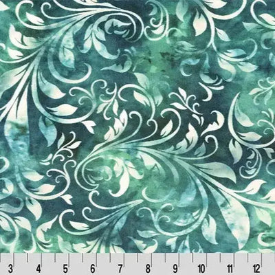 Green Teal Bliss Batik Isabella Digital Cuddle Fabric per yard - Prismatic Fiber Arts