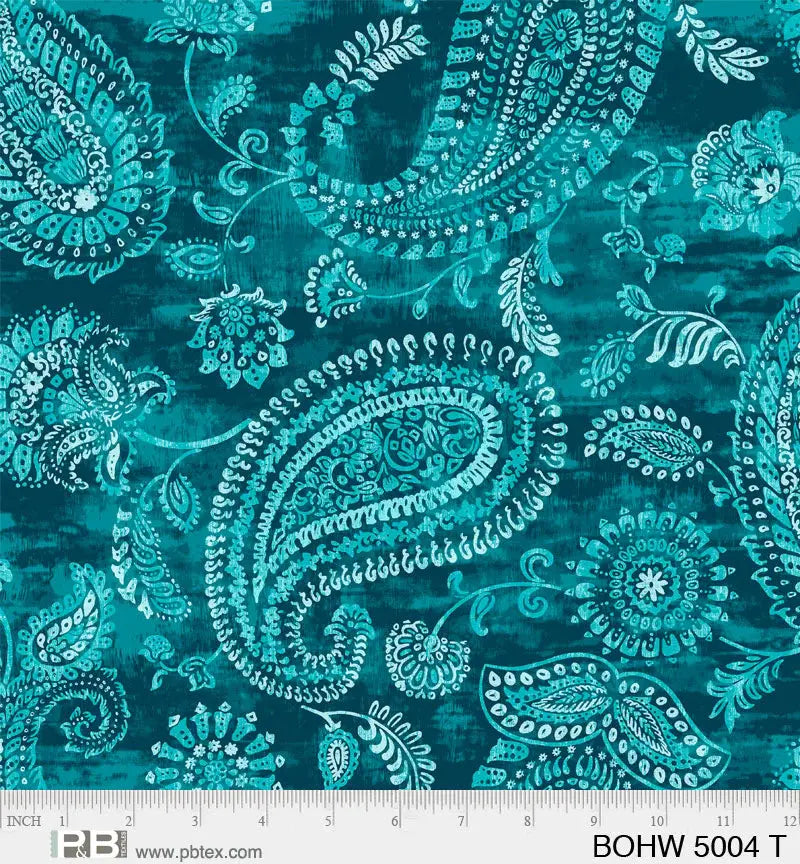 Blue Teal Bohemia Cotton Wideback Fabric per yard - Prismatic Fiber Arts