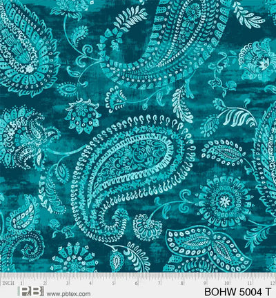 Blue Teal Bohemia Cotton Wideback Fabric per yard - Prismatic Fiber Arts