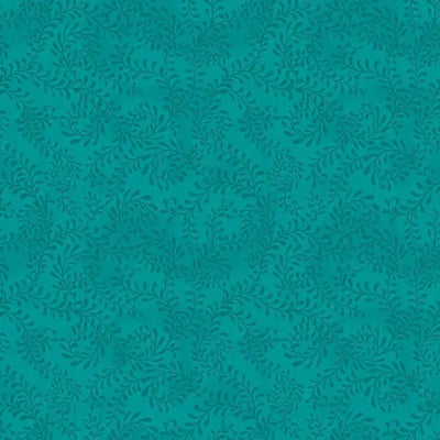 Green Teal Swirling Leaves Cotton Wideback Fabric ( 1 yard pack ) - Prismatic Fiber Arts