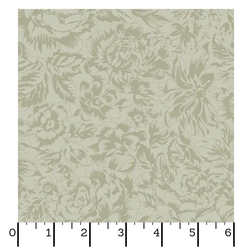 Green Tonal Floral La Fleur Flannel Cotton 42"/43" Fabric Per Yard - Prismatic Fiber Arts