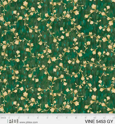Green Vine Scroll Cotton Wideback Fabric per yard - Prismatic Fiber Arts