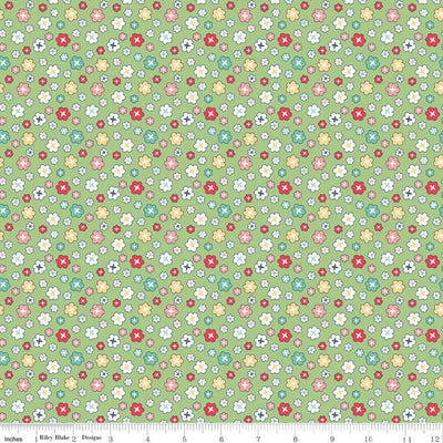 Green Vintage Happy 2 Blossom Wideback Fabric Per Yard - Prismatic Fiber Arts