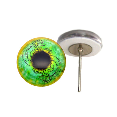 Green and Gold Loki Glass Eyes on Wire Pin Posts
