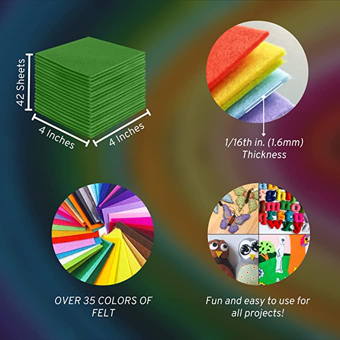 FabricLA Acrylic Felt Craft Sheet Packs – Apple Green | Soft 100% Acrylic Felt Sheets for DIY & Crafts - Prismatic Fiber Arts