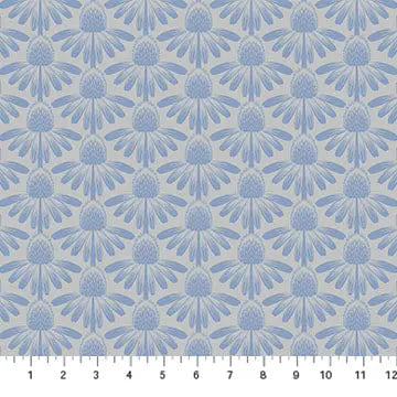 Grey Blue Echinacea Indelible by Anna Maria for Northcott Cotton 44"/45" Fabric Per Yard - Prismatic Fiber Arts