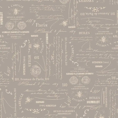 Grey Charcoal Bee Script Cotton Wideback Fabric per yard - Prismatic Fiber Arts