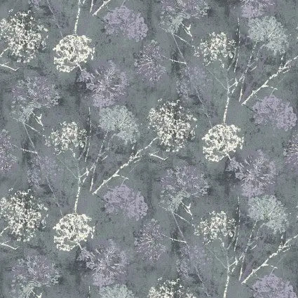 Grey Granite Dandelion Stamp Cotton Wideback Fabric per yard - Prismatic Fiber Arts