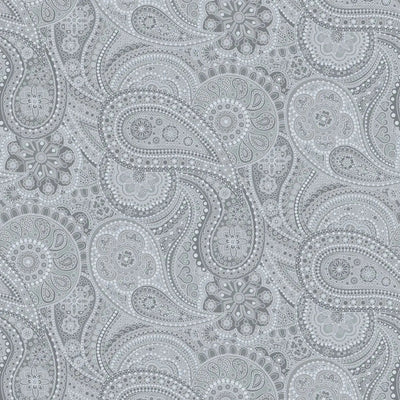 Grey Large Paisley Paradise Wideback Fabric per yard - Prismatic Fiber Arts