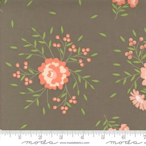Grey Abloom Slate Springtime Rose Florals 44"/45" Fabric Per Yard - Prismatic Fiber Arts