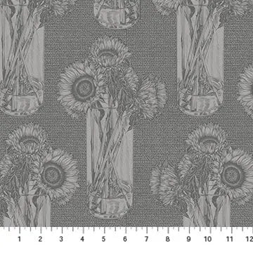 Grey Sunflowers Indelible by Anna Maria for Northcott Cotton 44"/45" Fabric Per Yard - Prismatic Fiber Arts