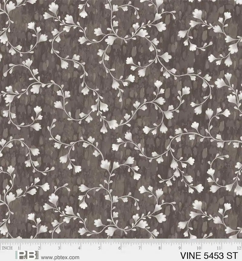 Grey Vine Scroll Cotton Wideback Fabric per yard - Prismatic Fiber Arts
