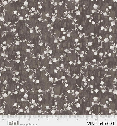 Grey Vine Scroll Cotton Wideback Fabric per yard - Prismatic Fiber Arts