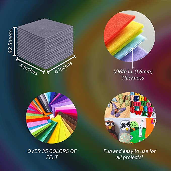 Acrylic Felt Craft Sheet Packs – Gray | 100% Soft Felt Sheets by FabricLA - Prismatic Fiber Arts