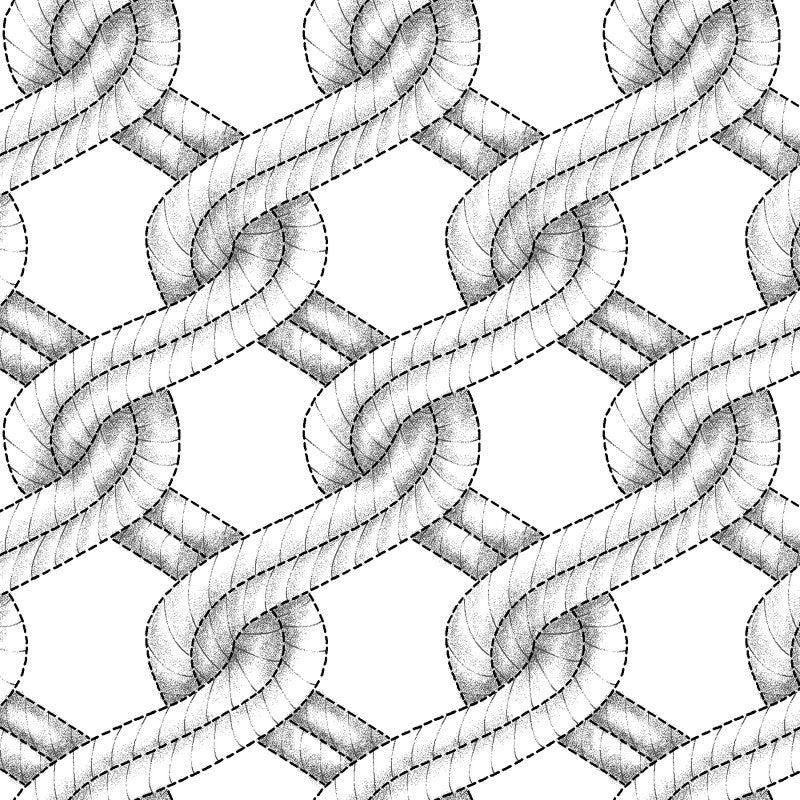 White/Black Twisted Rope Stitched Braid Cotton Wideback Fabric Per Yard - Prismatic Fiber Arts