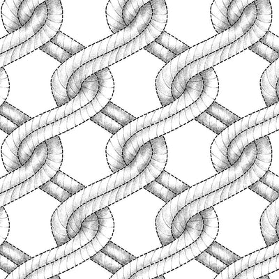 White/Black Twisted Rope Stitched Braid Cotton Wideback Fabric Per Yard - Prismatic Fiber Arts