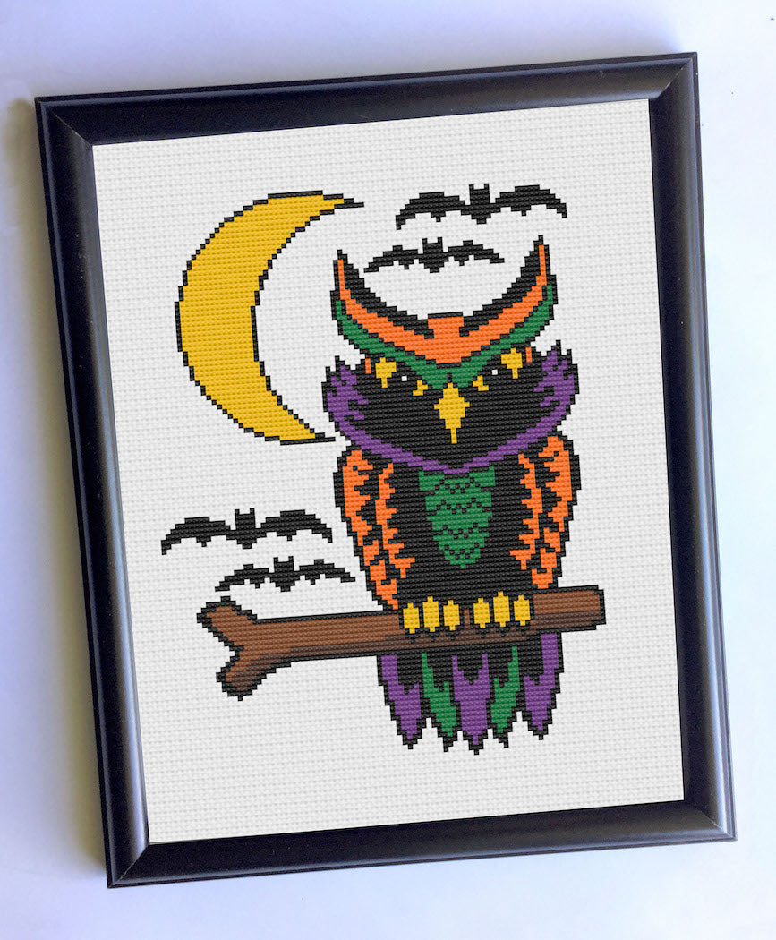Halloween Owl Counted Cross Stitch DIY KIT - Prismatic Fiber Arts