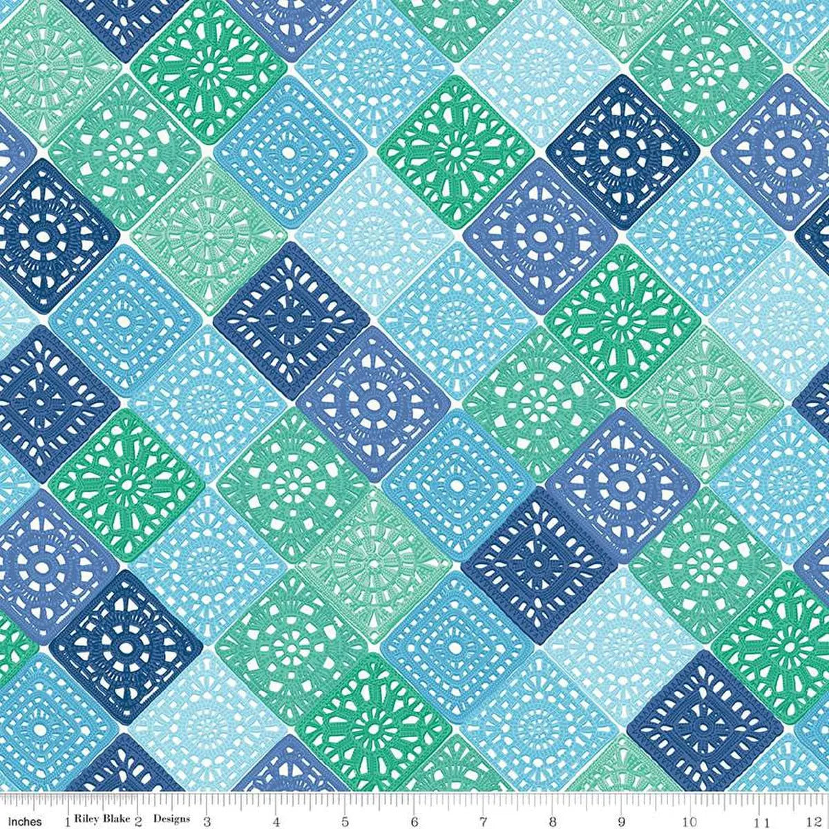 Hand Made Crochet Blue Cotton 43"/44" Fabric Per Yard - Prismatic Fiber Arts