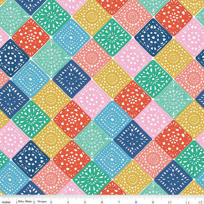Hand Made Crochet Multi Cotton 43"/44" Fabric Per Yard - Prismatic Fiber Arts