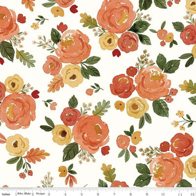 Happy Fall Days Floral Cloud Cotton Wideback Fabric per yard - Prismatic Fiber Arts