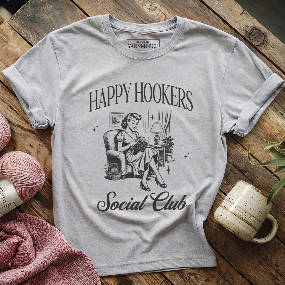 Happy Hooker Club T-shirt - Prismatic Fiber Arts