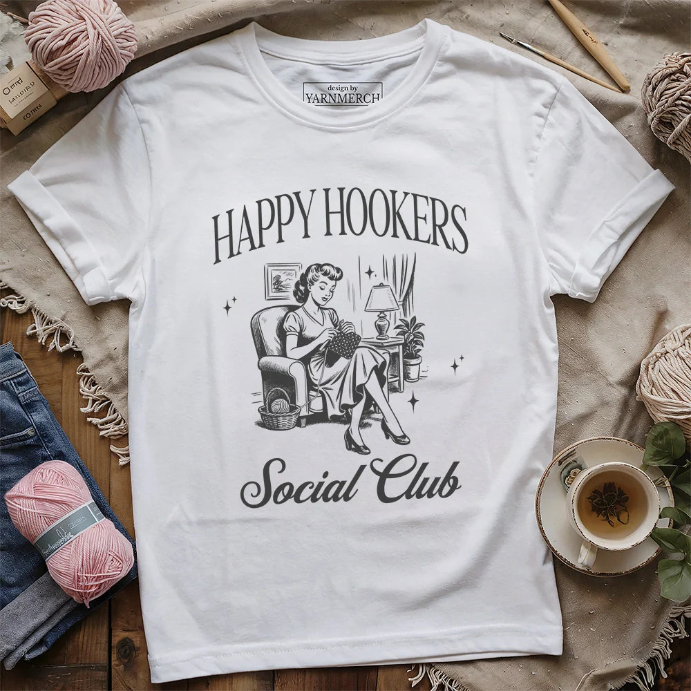 Happy Hooker Club T-shirt - Prismatic Fiber Arts