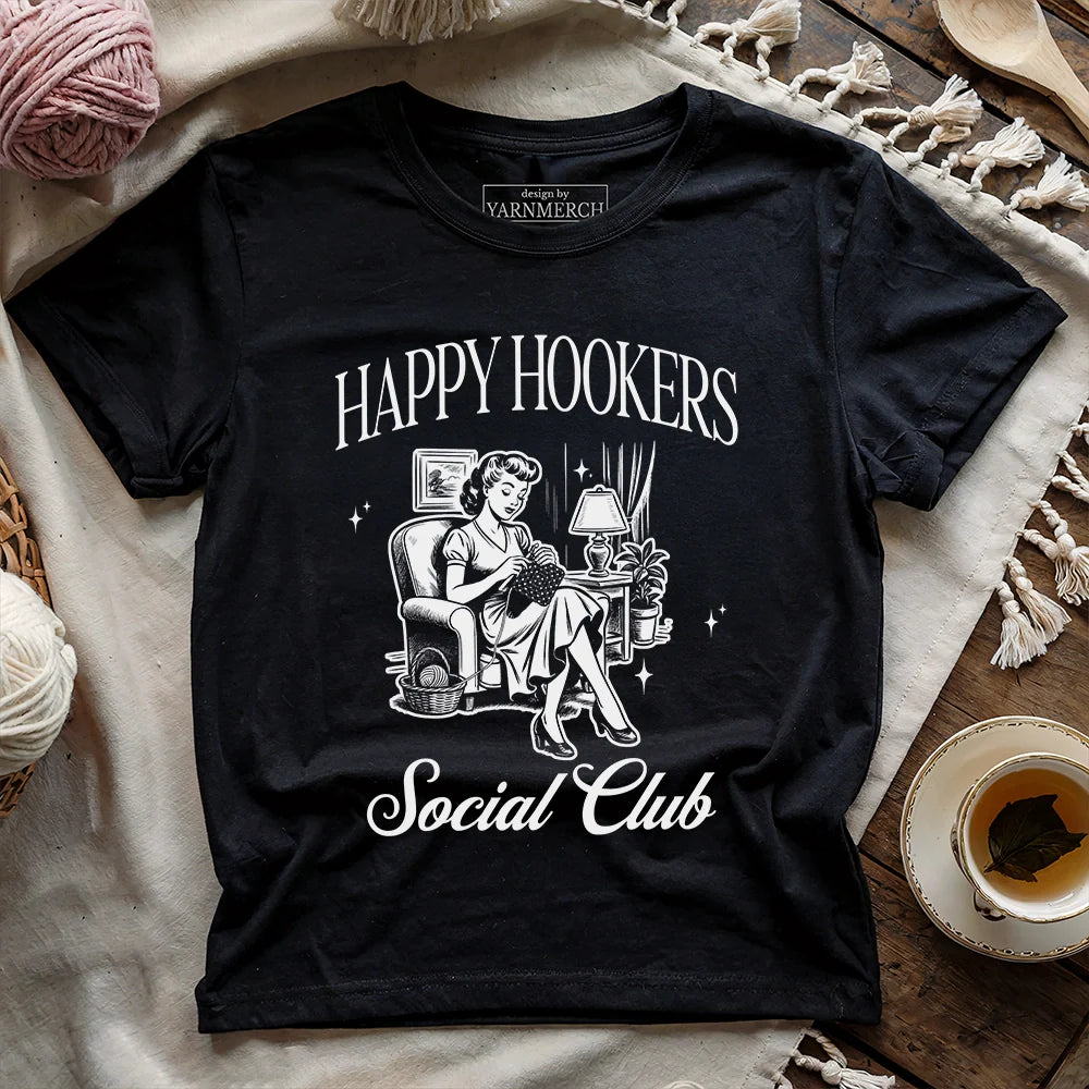 Happy Hooker Club T-shirt - Prismatic Fiber Arts