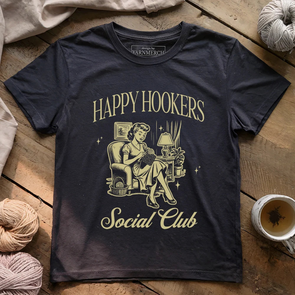 Happy Hooker Club T-shirt - Prismatic Fiber Arts