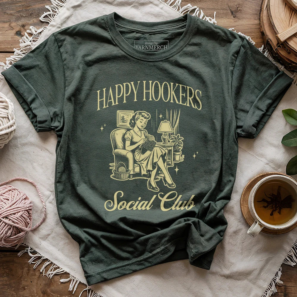 Happy Hooker Club T-shirt - Prismatic Fiber Arts