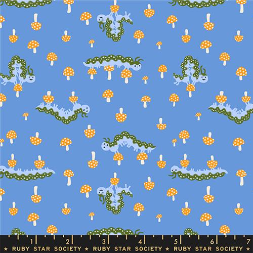 Hello Alice Lindley Blue Caterpillar Cotton 43"/44" Fabric Per Yard - Prismatic Fiber Arts