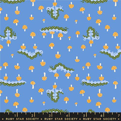 Hello Alice Lindley Blue Caterpillar Cotton 43"/44" Fabric Per Yard - Prismatic Fiber Arts